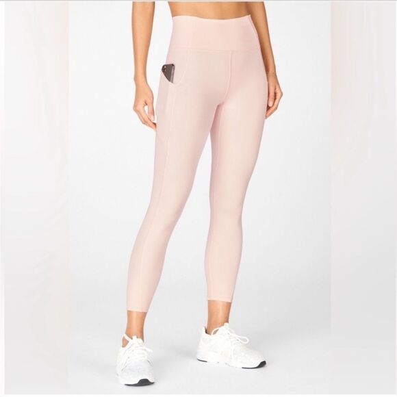 Fabletics Women's Oasis PureLuxe High-Waisted 7/8 Legging Pink Cloud Sz: L - Picture 1 of 9